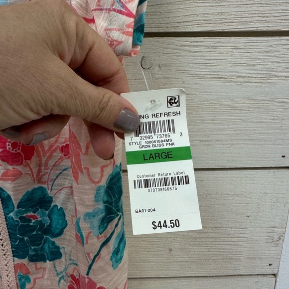 Style & Co Boho Floral Embroidered Tassel Blouse Top L NWT - Picture 3 of 8